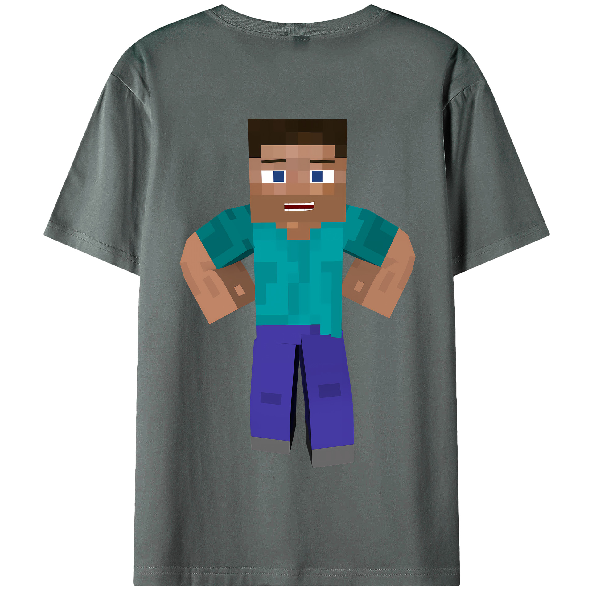（画像用） マインクラフト ブロックの世界 Minecraft MC Block world 綿100％半袖Tシャツ（背面プリント）